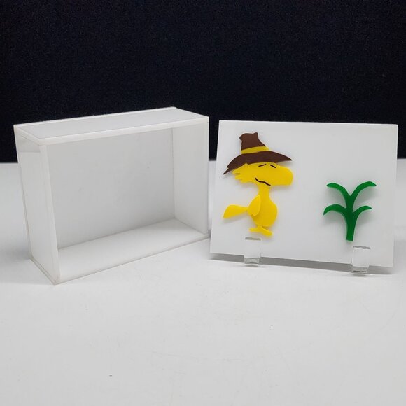 Handmade White Acrylic Trinket Peanuts Woodstock Vintage 4"x5" - Picture 9 of 9